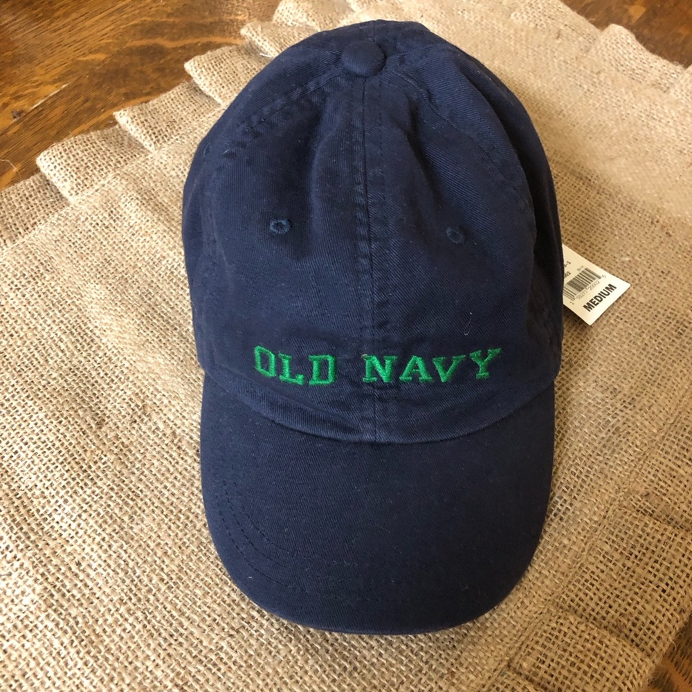 NEW! Old Navy Adjustable Dark Blue Medium Kids Cap with Green Words